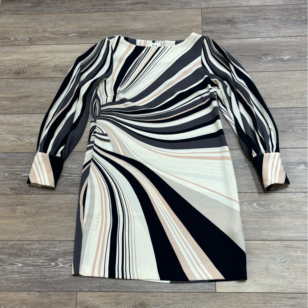 Richard Allen x H&M Dress Sz 6 Stripe Long Sleeve Mod Retro 70s Party Funky